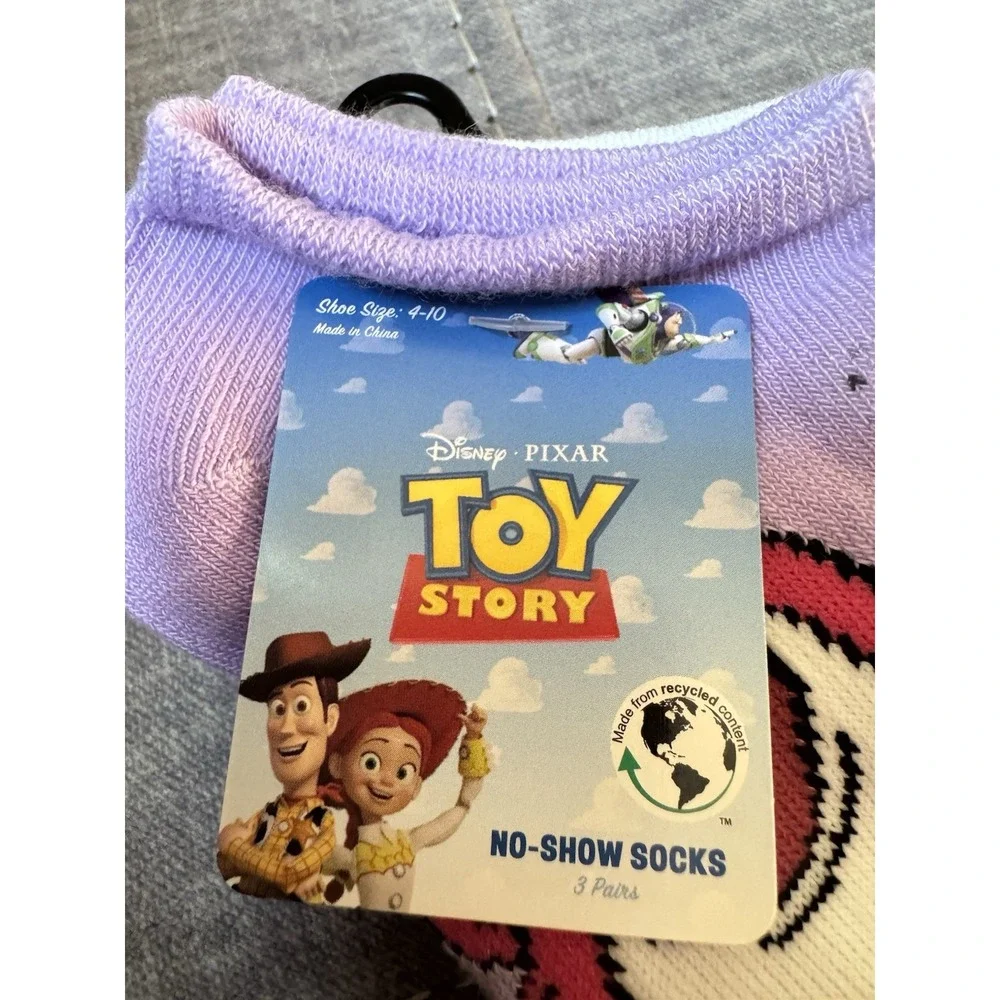 Disney Pixar Toy Story No Show Socks 3 Pair Lotso Aliens Shoe Size 4-10 New